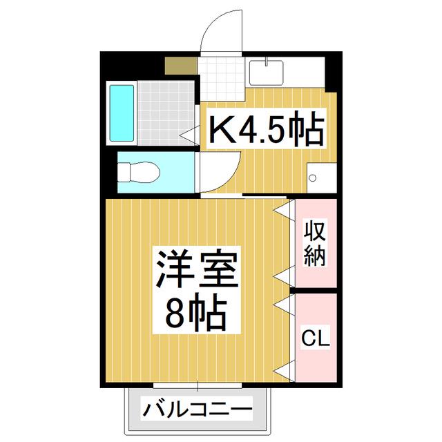 サープラスK(1K/1階)の間取り写真