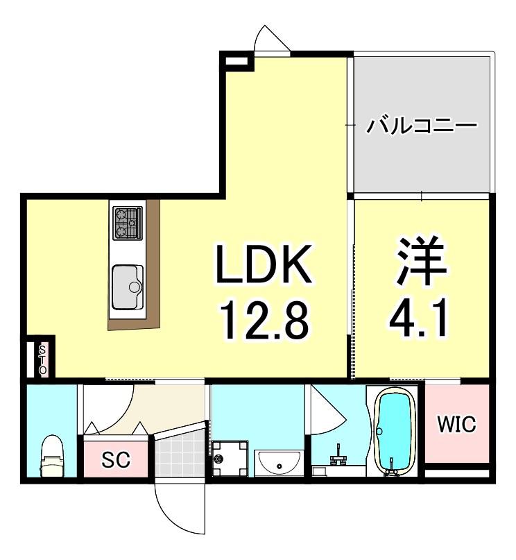 リスタ塚口(1LDK/1階)の間取り写真