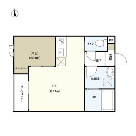 HILLS GARDEN旭ヶ丘(1DK/1階)の間取り写真