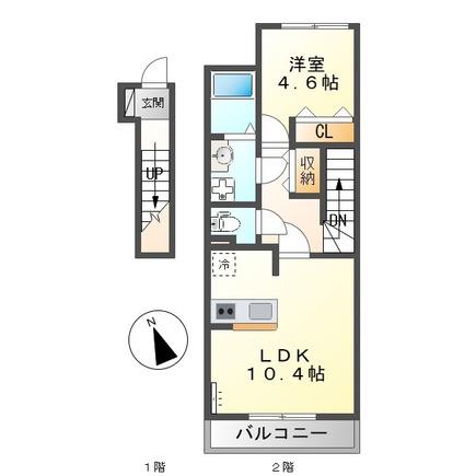 アスティール(1LDK/2階)の間取り写真
