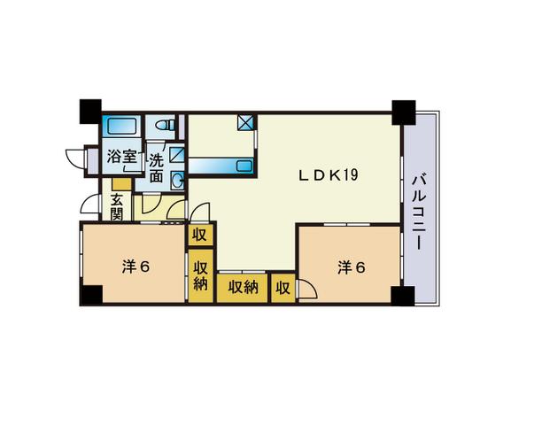 サンプラム25(2LDK/5階)の間取り写真