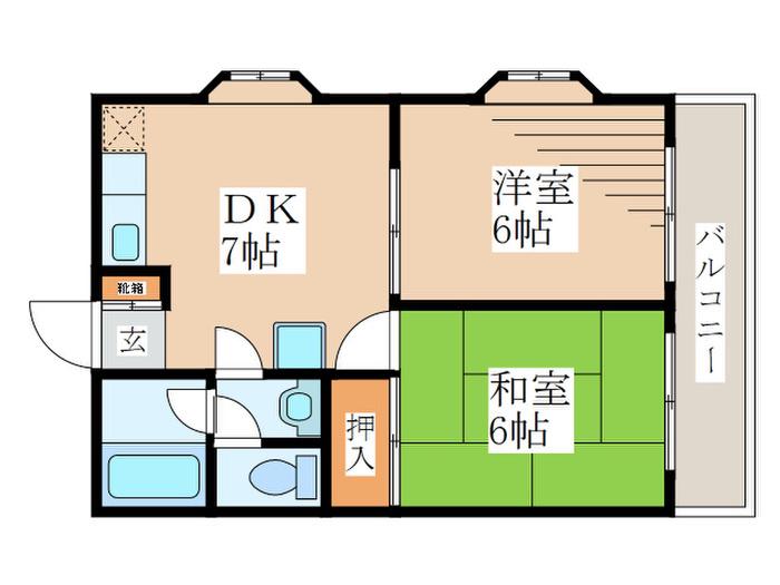 ワコーレエレガンス青梅(2DK/2階)の間取り写真