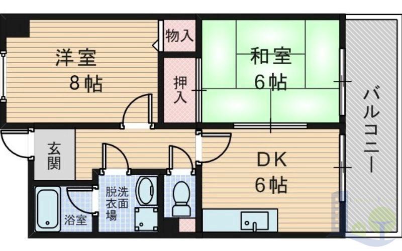 アメニティ豊里II(2DK/4階)の間取り写真