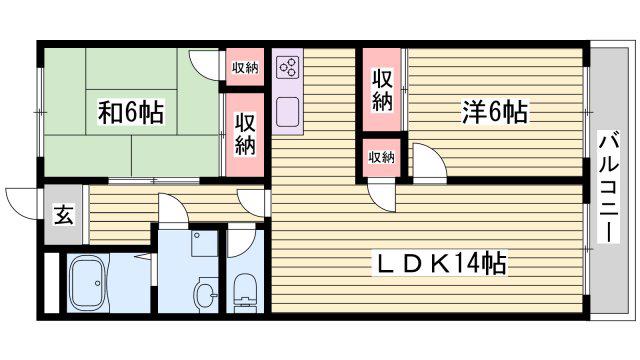 プレジオ王塚台(2LDK/3階)の間取り写真