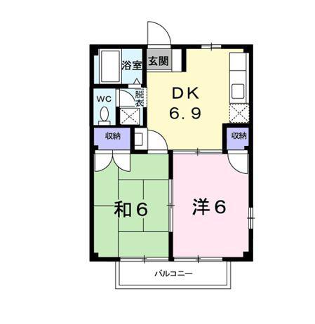 ハイム長谷川A(2DK/2階)の間取り写真