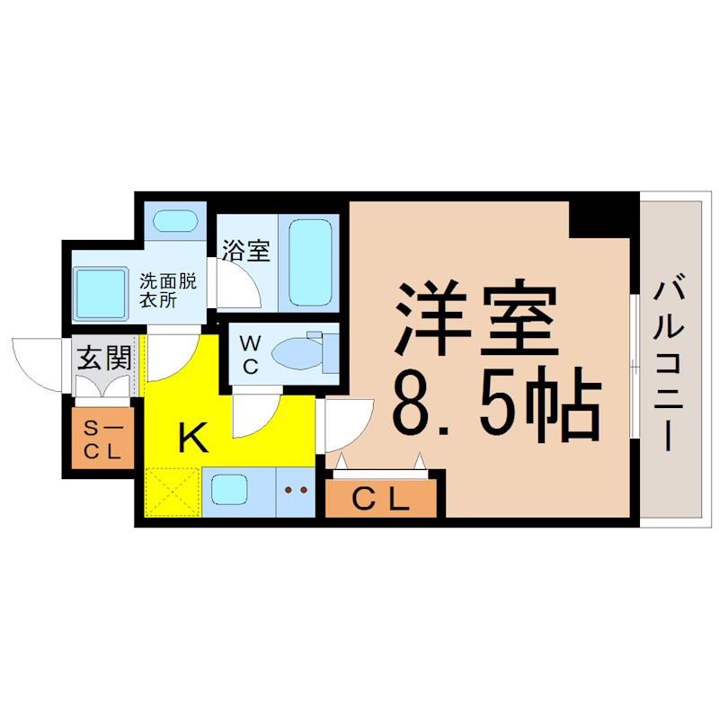 レジデンシア泉I(1K/6階)の間取り写真