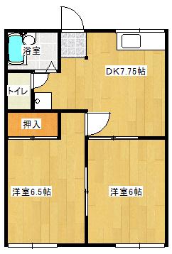 ルフランイノ(2DK/1階)の間取り写真