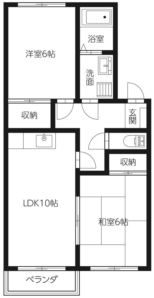 セジュール濱田III(2LDK/2階)の間取り写真