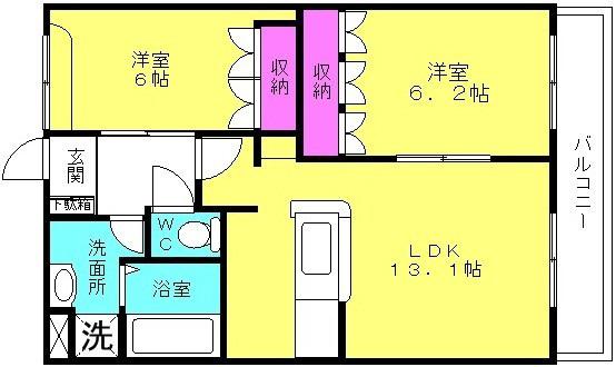 サンハイツIII(2LDK/1階)の間取り写真