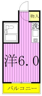 レジデンスK(ワンルーム/3階)の間取り写真
