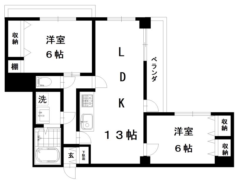 グッドライフ21(2LDK/6階)の間取り写真