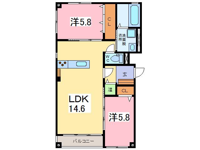 ヴェスタ(2LDK/2階)の間取り写真