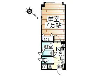 アマランス南大畑(1K/1階)の間取り写真