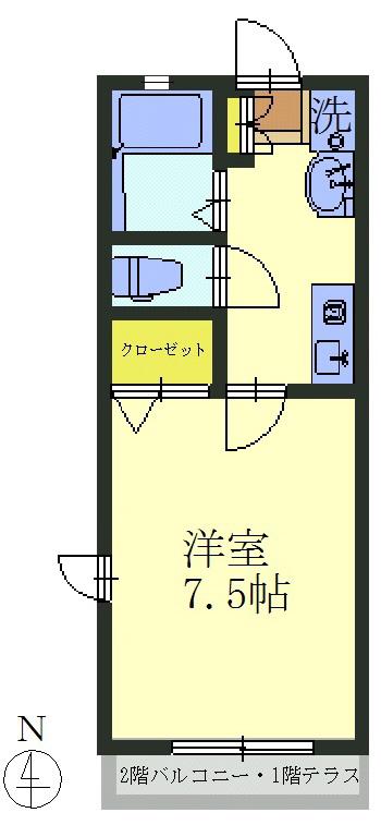 グレイス港南中央(1K/1階)の間取り写真