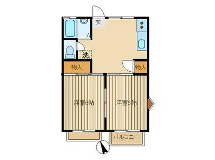 パレス本郷(2DK/2階)の間取り写真