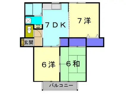 グランドゥムール山守屋(3DK/2階)の間取り写真