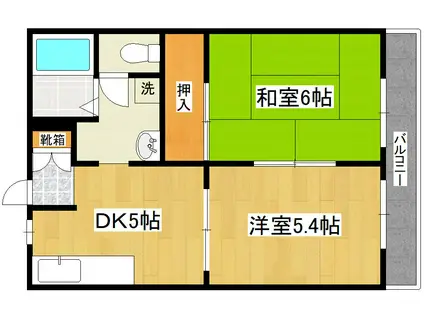 ピュアコスモしんかい(2DK/1階)の間取り写真