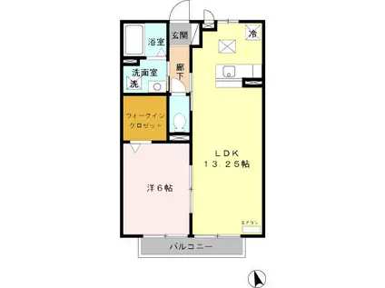 ヴァンコートV(1LDK/2階)の間取り写真