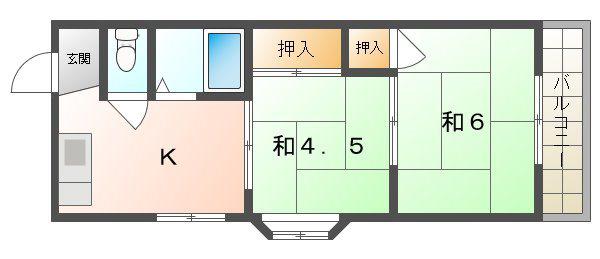 Mプラザ竜田通(2K/4階)の間取り写真