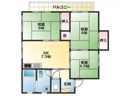 松下アパート(3DK/2階)の間取り写真