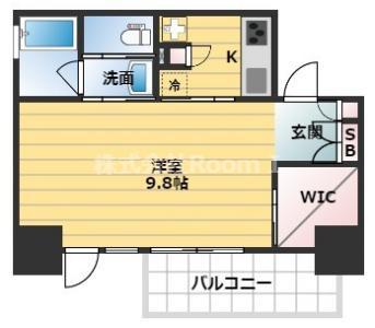 コンフォリア北浜(1K/2階)の間取り写真