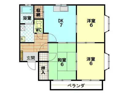 サンシャインちとせ(3DK/2階)の間取り写真