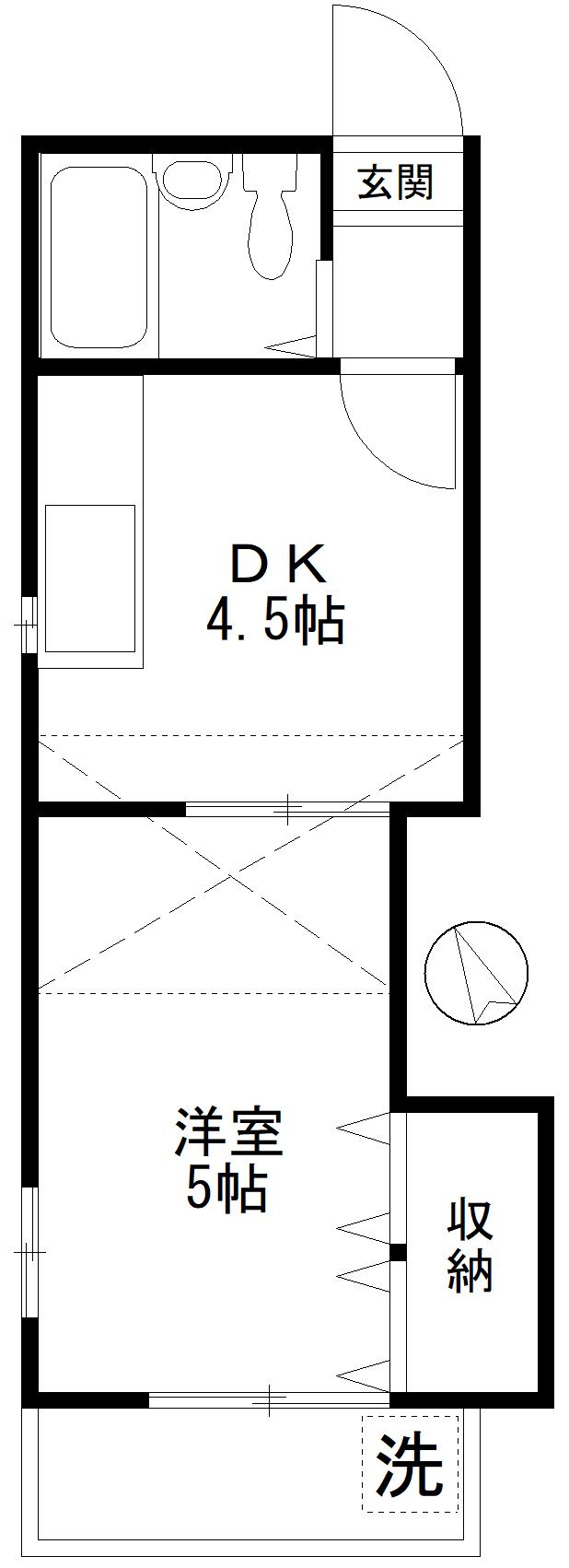 エクリューズ横濱立場(1DK/2階)の間取り写真