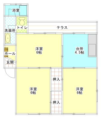 コーポラスふじ(3DK/2階)の間取り写真