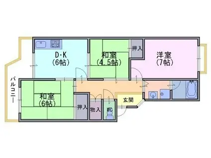 第二藤田マンション(3DK/4階)の間取り写真