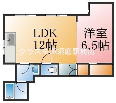 コースト須磨浦(1LDK/1階)の間取り写真