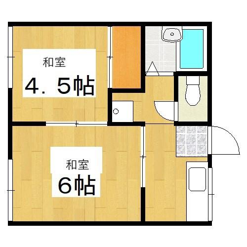 赤田ハイツ(2K/2階)の間取り写真