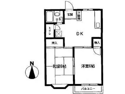 ヴェルセゾン(2DK/1階)の間取り写真
