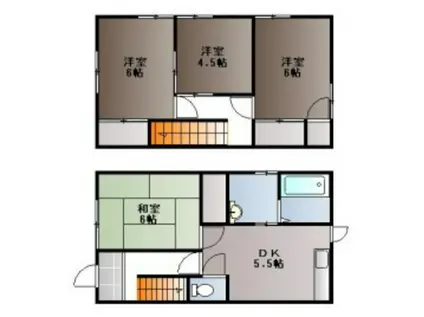 田口コーポII(4DK/1階)の間取り写真