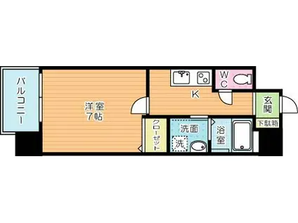 BERGAMOTTO片野駅前(1K/9階)の間取り写真