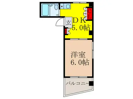松尾ビル(1DK/5階)の間取り写真