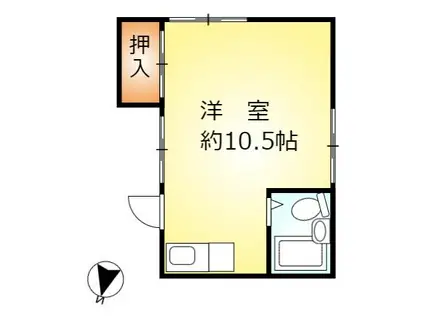 木曽根アパート(ワンルーム/2階)の間取り写真