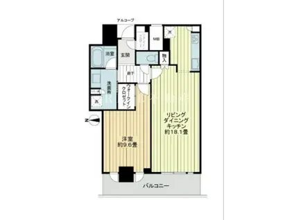 大阪ひびきの街 ザ・サンクタスタワー(1LDK/45階)の間取り写真