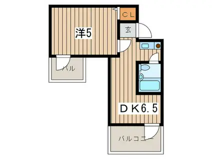 アスタック弐番館(1DK/4階)の間取り写真