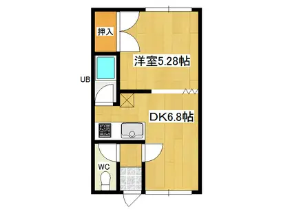 西富誠幸マンション(1DK/2階)の間取り写真