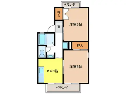 セジュール吉田(2K/2階)の間取り写真