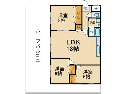 レオハイム津田II(3LDK/5階)の間取り写真