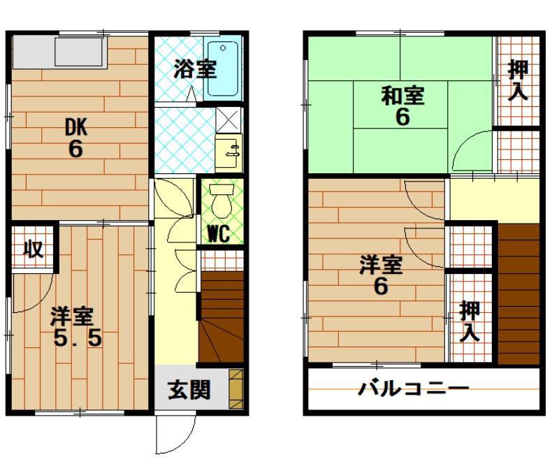 メゾニティ愛宕(3DK/1階)の間取り写真