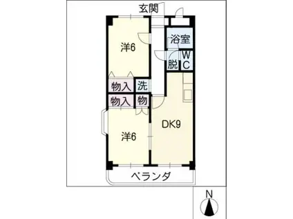 キャッスルファイブ南田尾(2DK/2階)の間取り写真