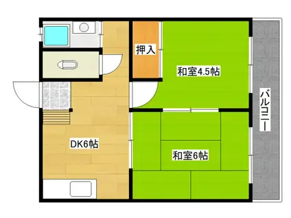 福田マンション(2DK/3階)の間取り写真