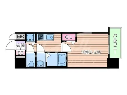 ゼオン大阪イースト(1K/6階)の間取り写真