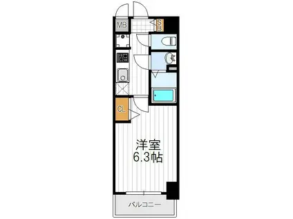 プレサンス THE TENNOJI 逢阪トゥルー(1K/6階)の間取り写真