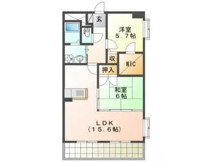 ベルドミール豊川(2LDK/4階)の間取り写真