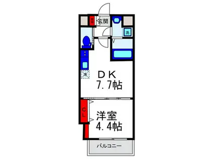 ディアー中桜塚(1DK/4階)の間取り写真
