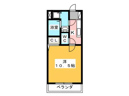 ＪＲ東海道本線 磐田駅 バス乗車時間：11分 最寄りバス停で下車 徒歩10分 2階建 築22年(1K/1階)の間取り写真