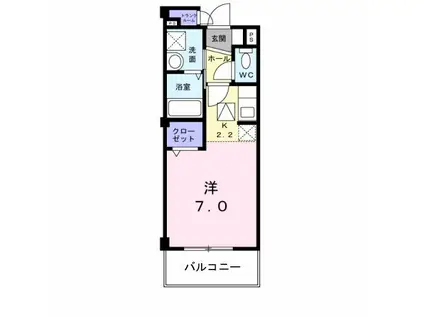 エテルノカーサ東千葉(1K/4階)の間取り写真